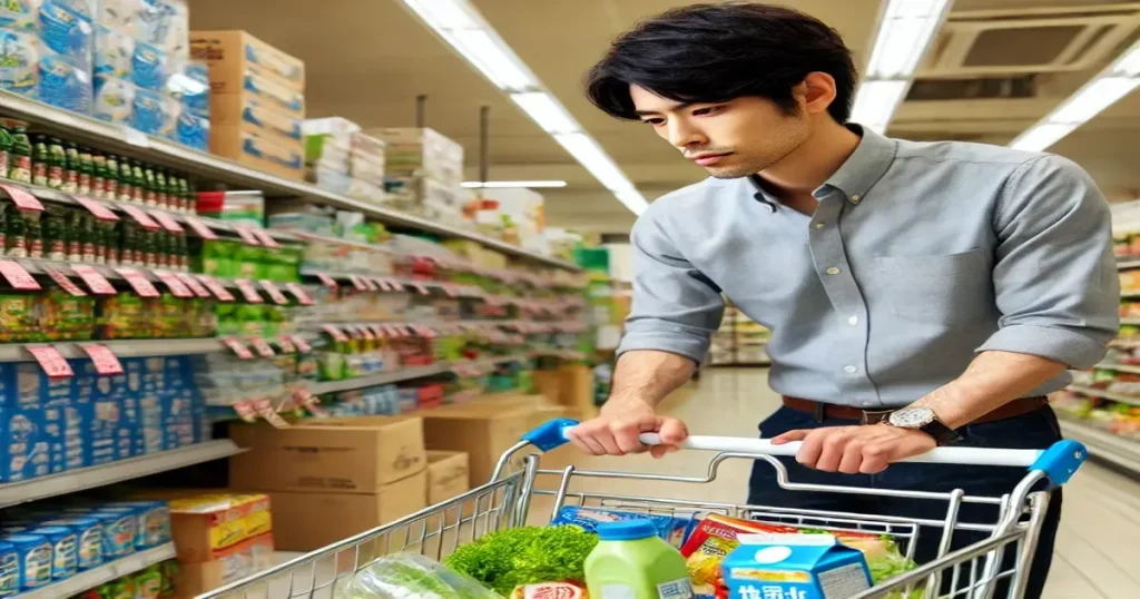 A man buys in bulk at a supermarket